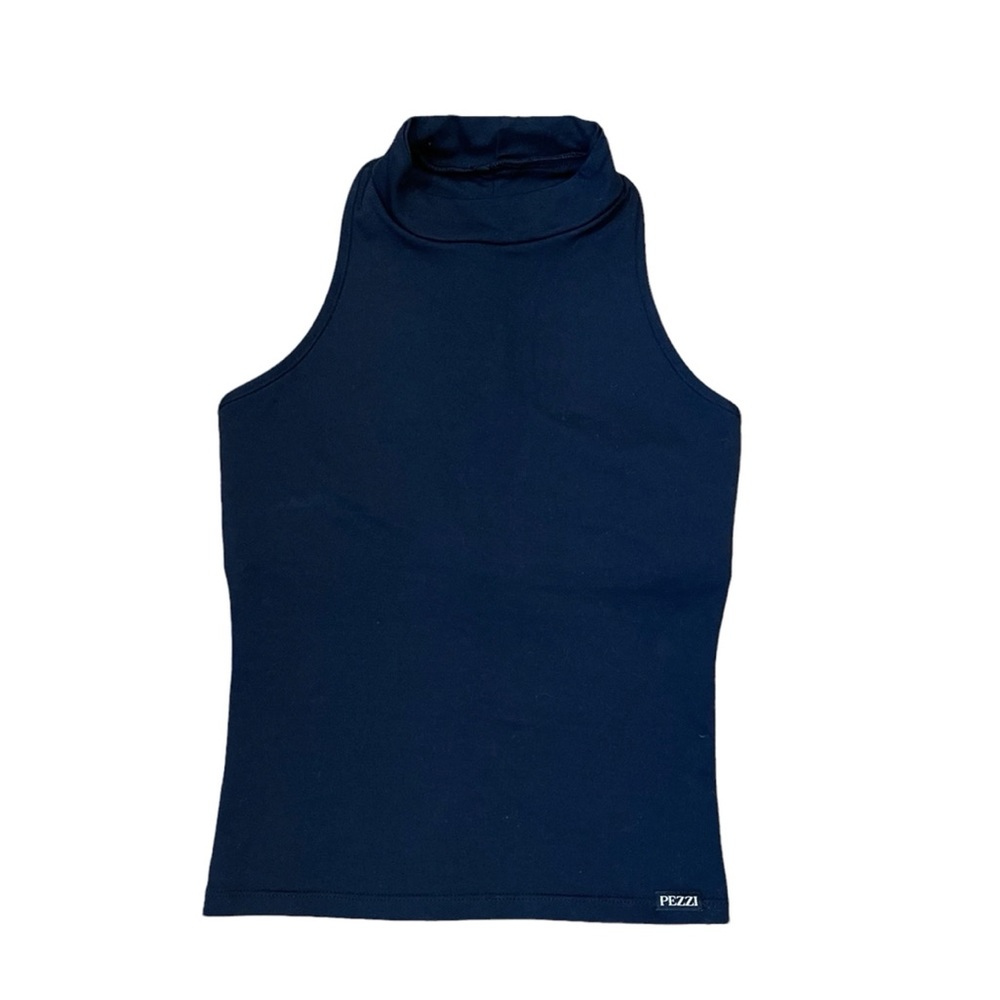 PEZZI Mock Neck Black Racerback Tank Top Size Medium